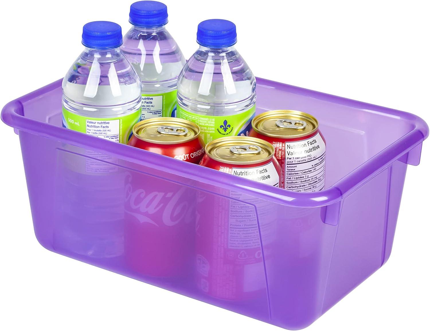 imageStorex Small Cubby Bins Plastic Storage Containers for Classroom with NonSnap Lid 122 x 78 x 51 inches Red 62407U05C Pack of 5Tint Violet