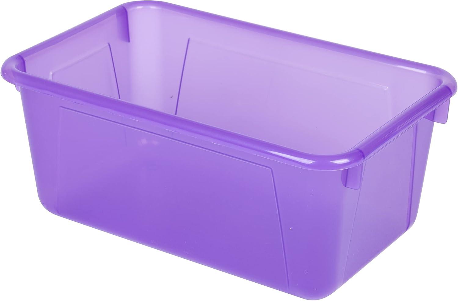 imageStorex Small Cubby Bins Plastic Storage Containers for Classroom with NonSnap Lid 122 x 78 x 51 inches Red 62407U05C Pack of 5Tint Violet