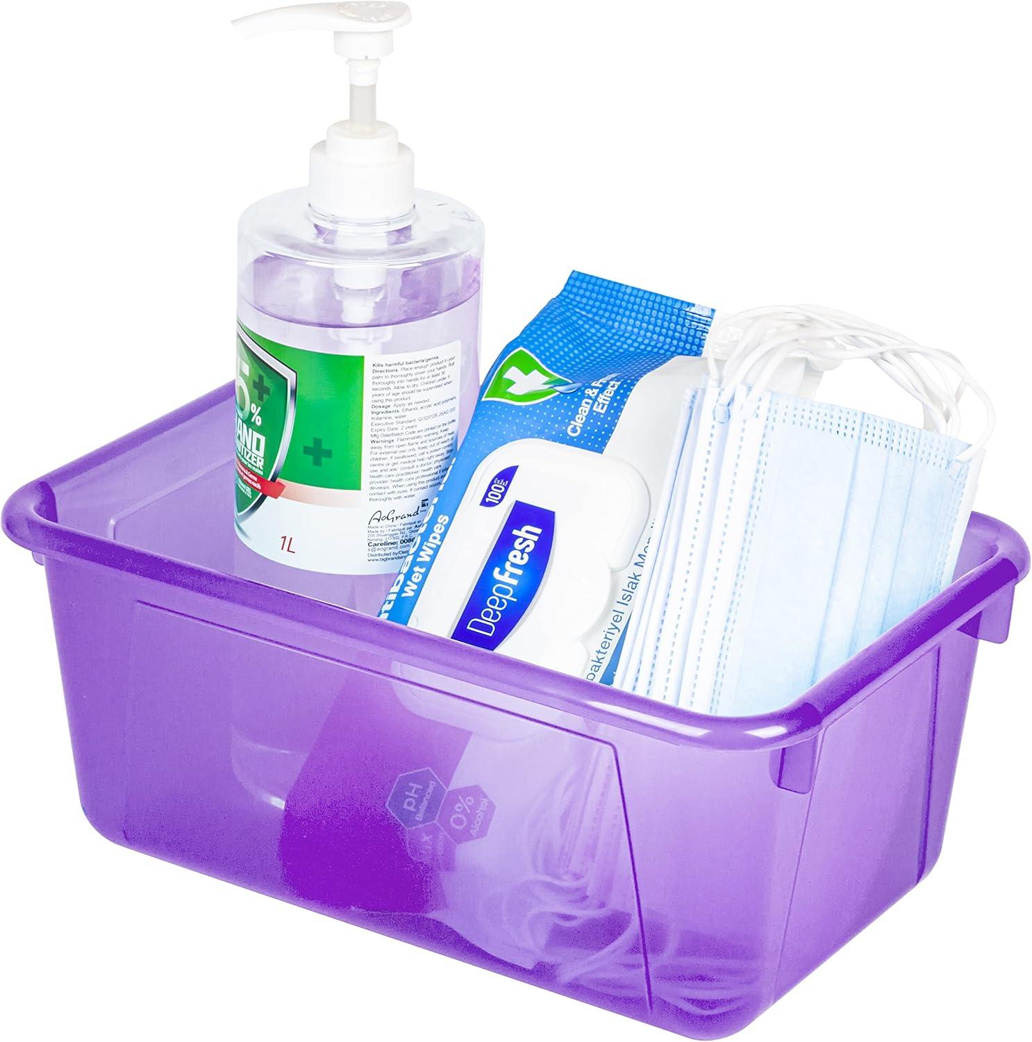 imageStorex Small Cubby Bins Plastic Storage Containers for Classroom with NonSnap Lid 122 x 78 x 51 inches Red 62407U05C Pack of 5Tint Violet