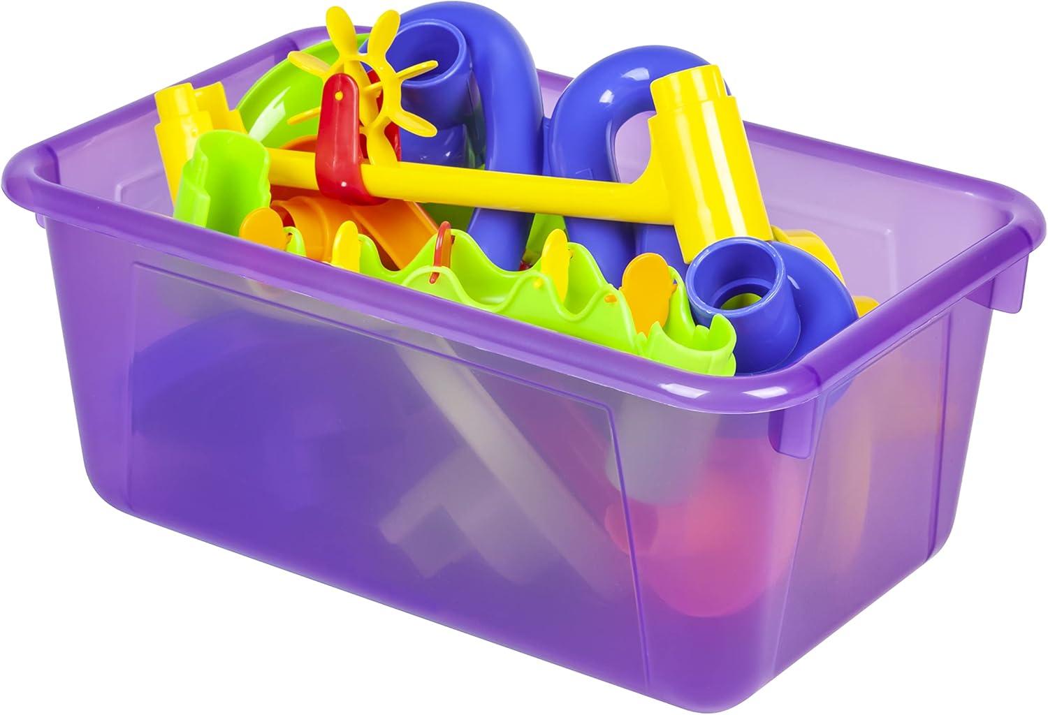 imageStorex Small Cubby Bins Plastic Storage Containers for Classroom with NonSnap Lid 122 x 78 x 51 inches Red 62407U05C Pack of 5Tint Violet