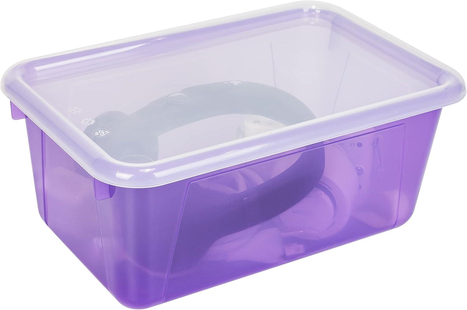 imageStorex Small Cubby Bins Plastic Storage Containers for Classroom with NonSnap Lid 122 x 78 x 51 inches Red 62407U05C Pack of 5Tint Violet