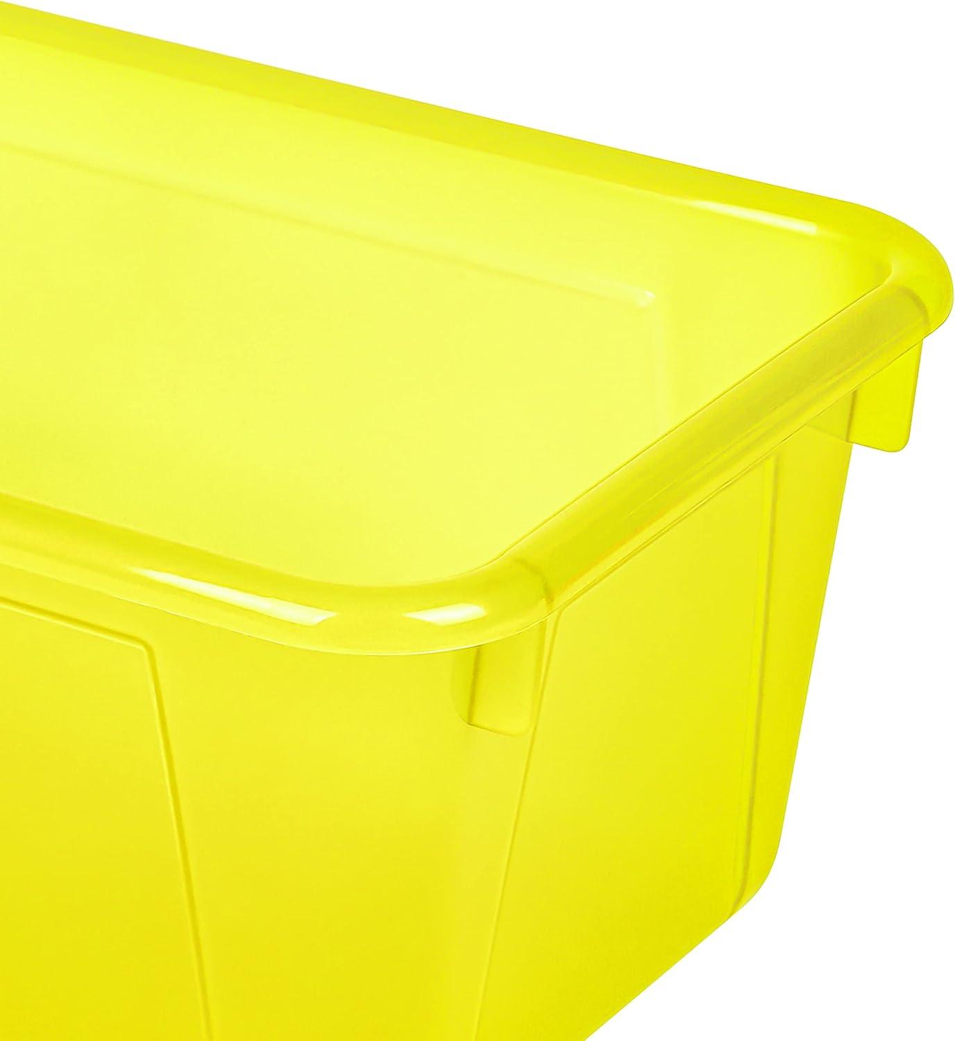 imageStorex Small Cubby Bins Plastic Storage Containers for Classroom with NonSnap Lid 122 x 78 x 51 inches Red 62407U05C Pack of 5Tint Yellow