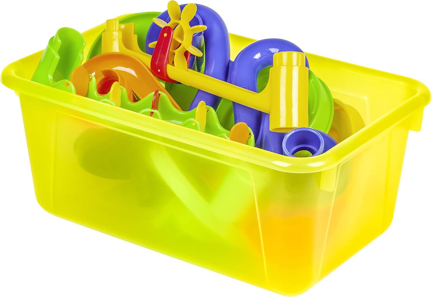 imageStorex Small Cubby Bins Plastic Storage Containers for Classroom with NonSnap Lid 122 x 78 x 51 inches Red 62407U05C Pack of 5Tint Yellow