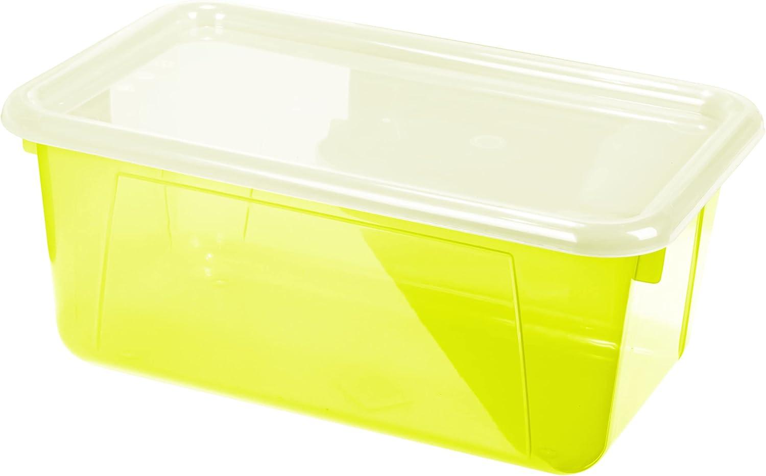 imageStorex Small Cubby Bins Plastic Storage Containers for Classroom with NonSnap Lid 122 x 78 x 51 inches Red 62407U05C Pack of 5Tint Yellow