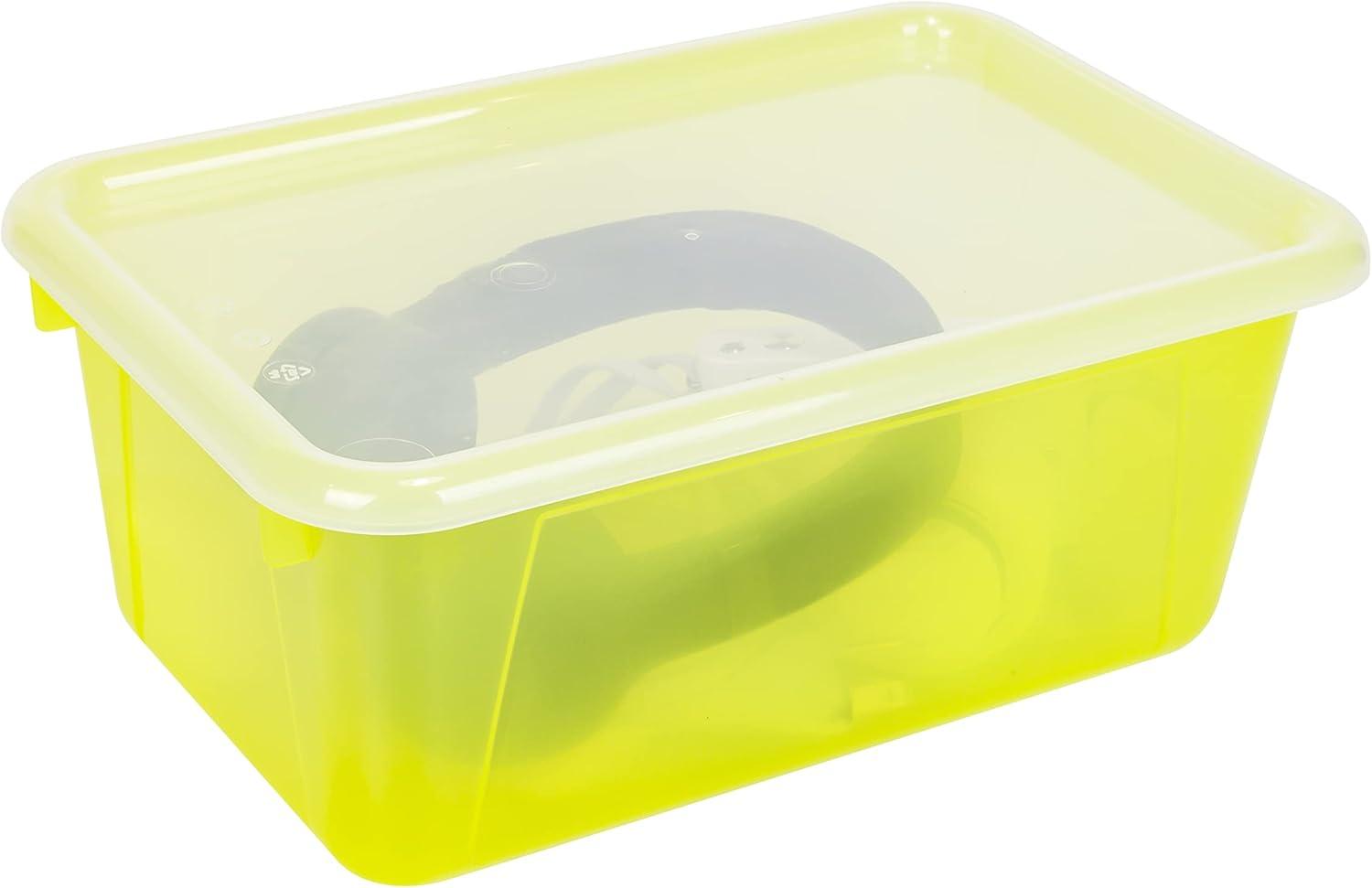 imageStorex Small Cubby Bins Plastic Storage Containers for Classroom with NonSnap Lid 122 x 78 x 51 inches Red 62407U05C Pack of 5Tint Yellow