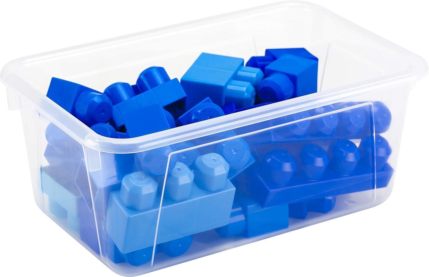 imageStorex Small Cubby Bins Plastic Storage Containers for Classroom with NonSnap Lid 122 x 78 x 51 inches Red 62407U05C Pack of 5Translucent