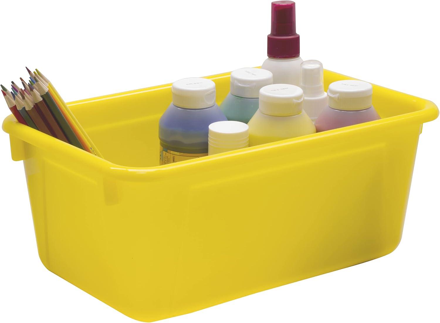 imageStorex Small Cubby Bins Plastic Storage Containers for Classroom with NonSnap Lid 122 x 78 x 51 inches Red 62407U05C Pack of 5Yellow