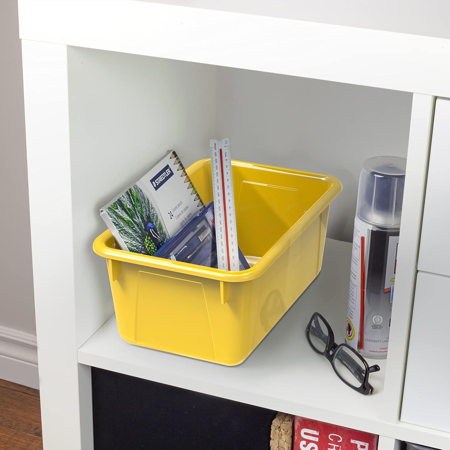 imageStorex Small Cubby Bins Plastic Storage Containers for Classroom with NonSnap Lid 122 x 78 x 51 inches Red 62407U05C Pack of 5Yellow