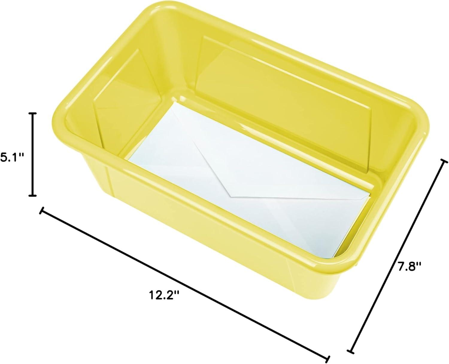 imageStorex Small Cubby Bins Plastic Storage Containers for Classroom with NonSnap Lid 122 x 78 x 51 inches Red 62407U05C Pack of 5Yellow