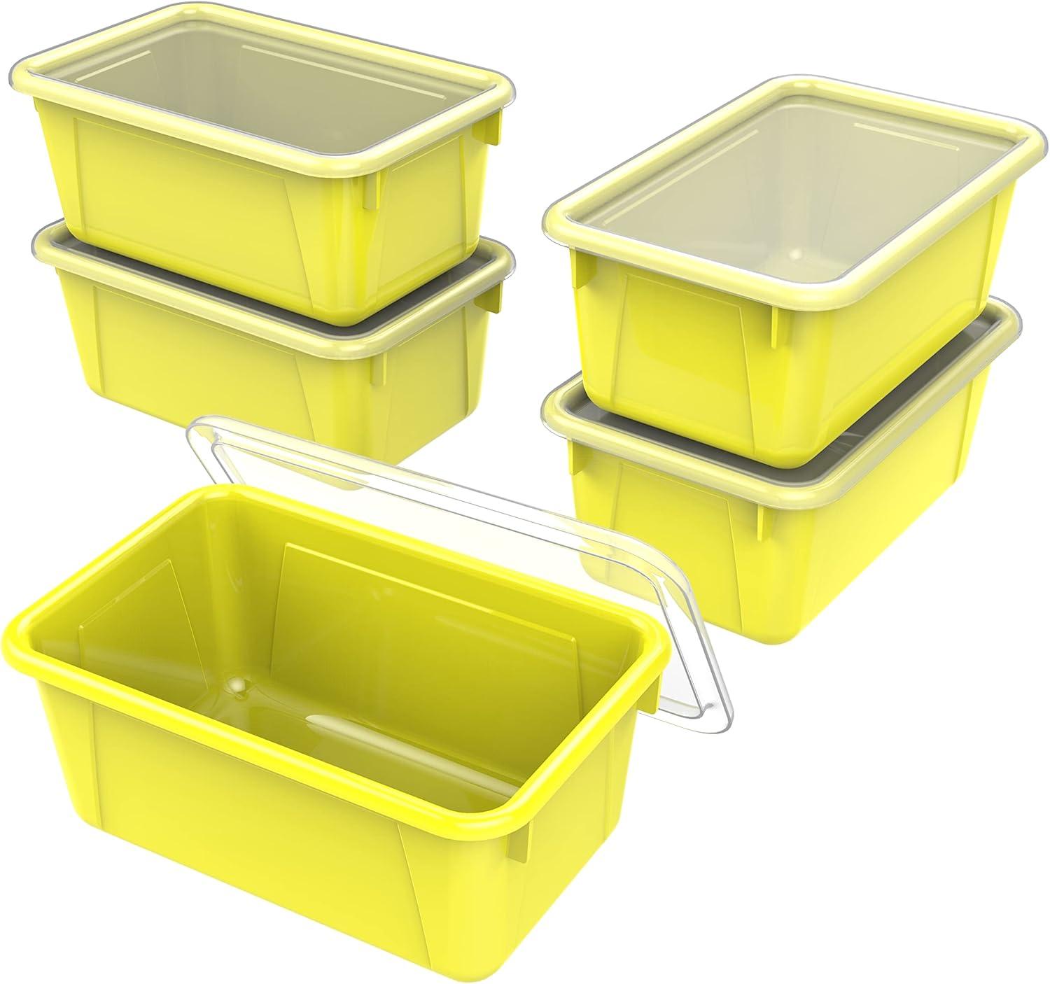imageStorex Small Cubby Bins Plastic Storage Containers for Classroom with NonSnap Lid 122 x 78 x 51 inches Red 62407U05C Pack of 5Yellow