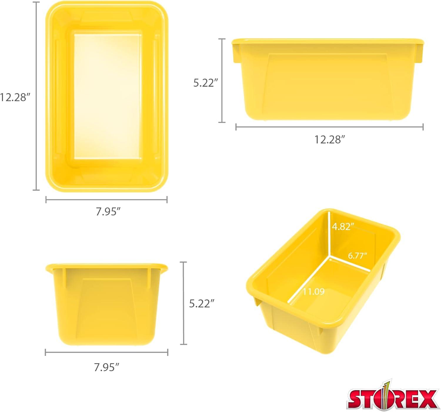 imageStorex Small Cubby Bins Plastic Storage Containers for Classroom with NonSnap Lid 122 x 78 x 51 inches Red 62407U05C Pack of 5Yellow