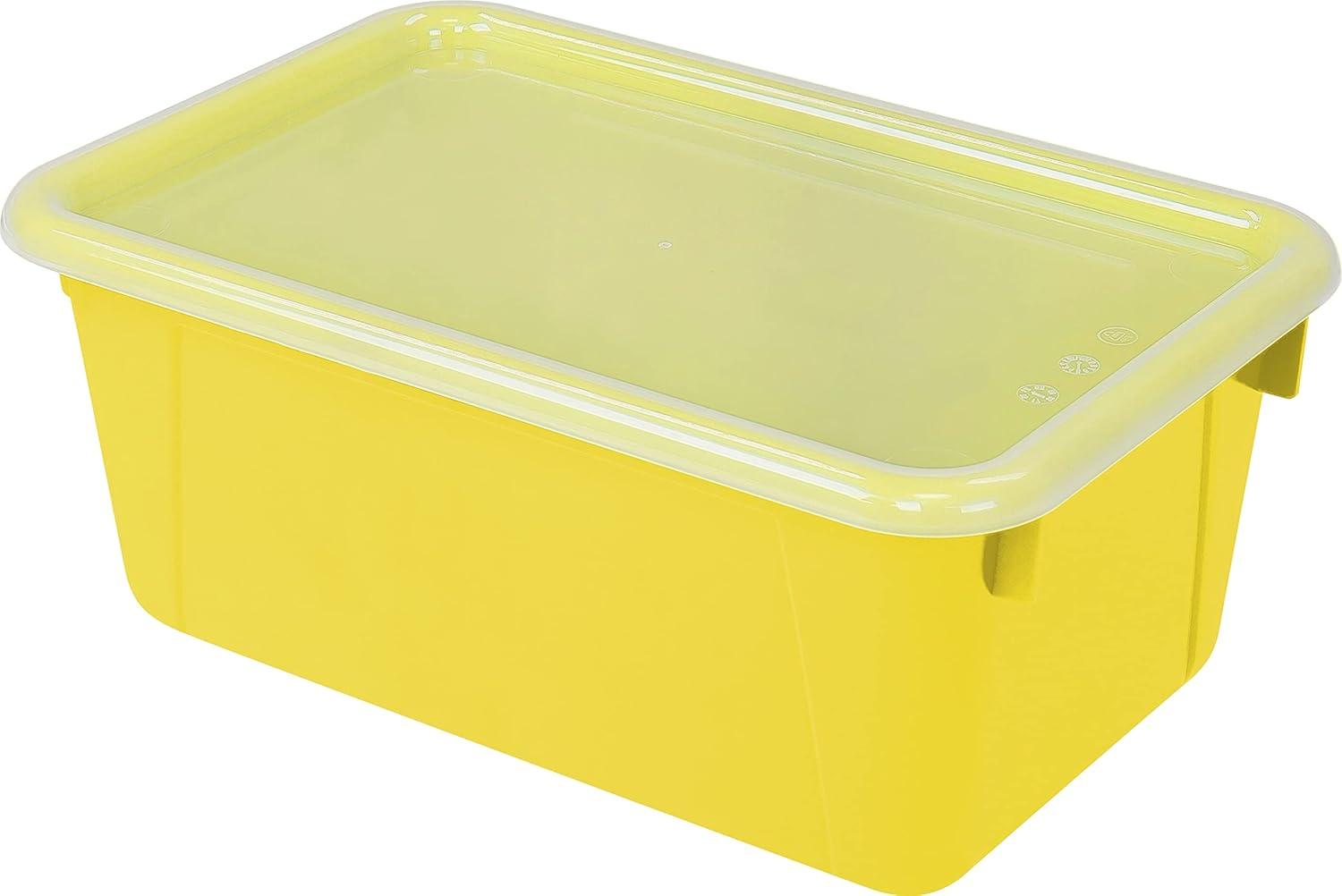 imageStorex Small Cubby Bins Plastic Storage Containers for Classroom with NonSnap Lid 122 x 78 x 51 inches Red 62407U05C Pack of 5Yellow