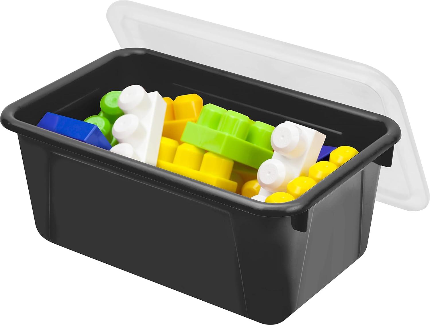 imageStorex Small Cubby Bins Plastic Storage Containers for Classroom with NonSnap Lid 122 x 78 x 51 inches Translucent 5Pack 62436U05CBlack