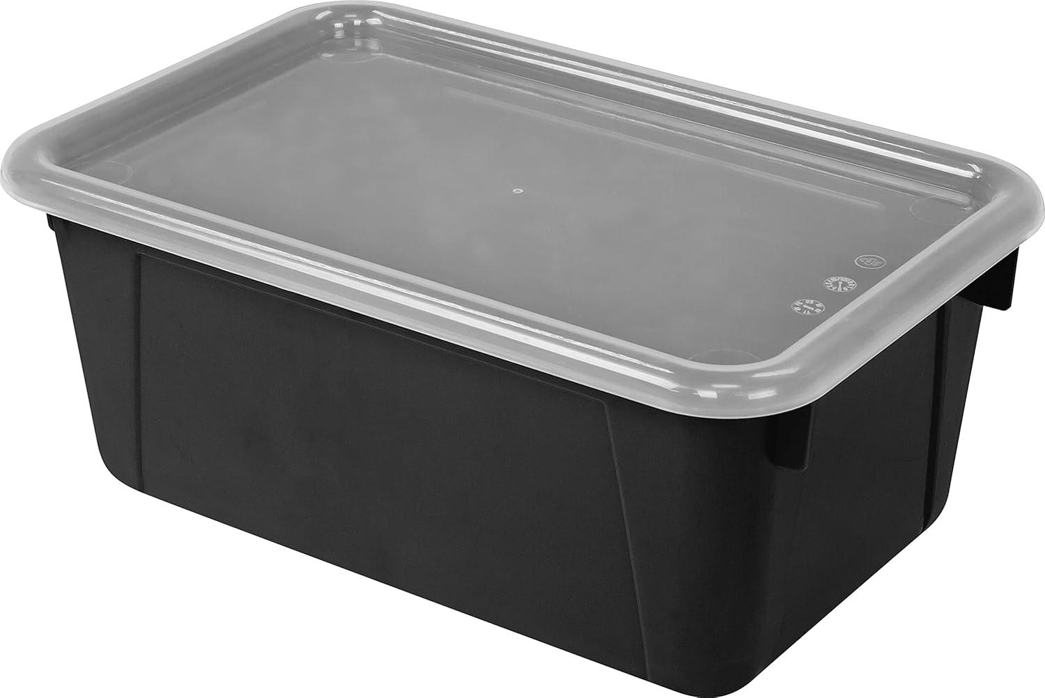 imageStorex Small Cubby Bins Plastic Storage Containers for Classroom with NonSnap Lid 122 x 78 x 51 inches Translucent 5Pack 62436U05CBlack