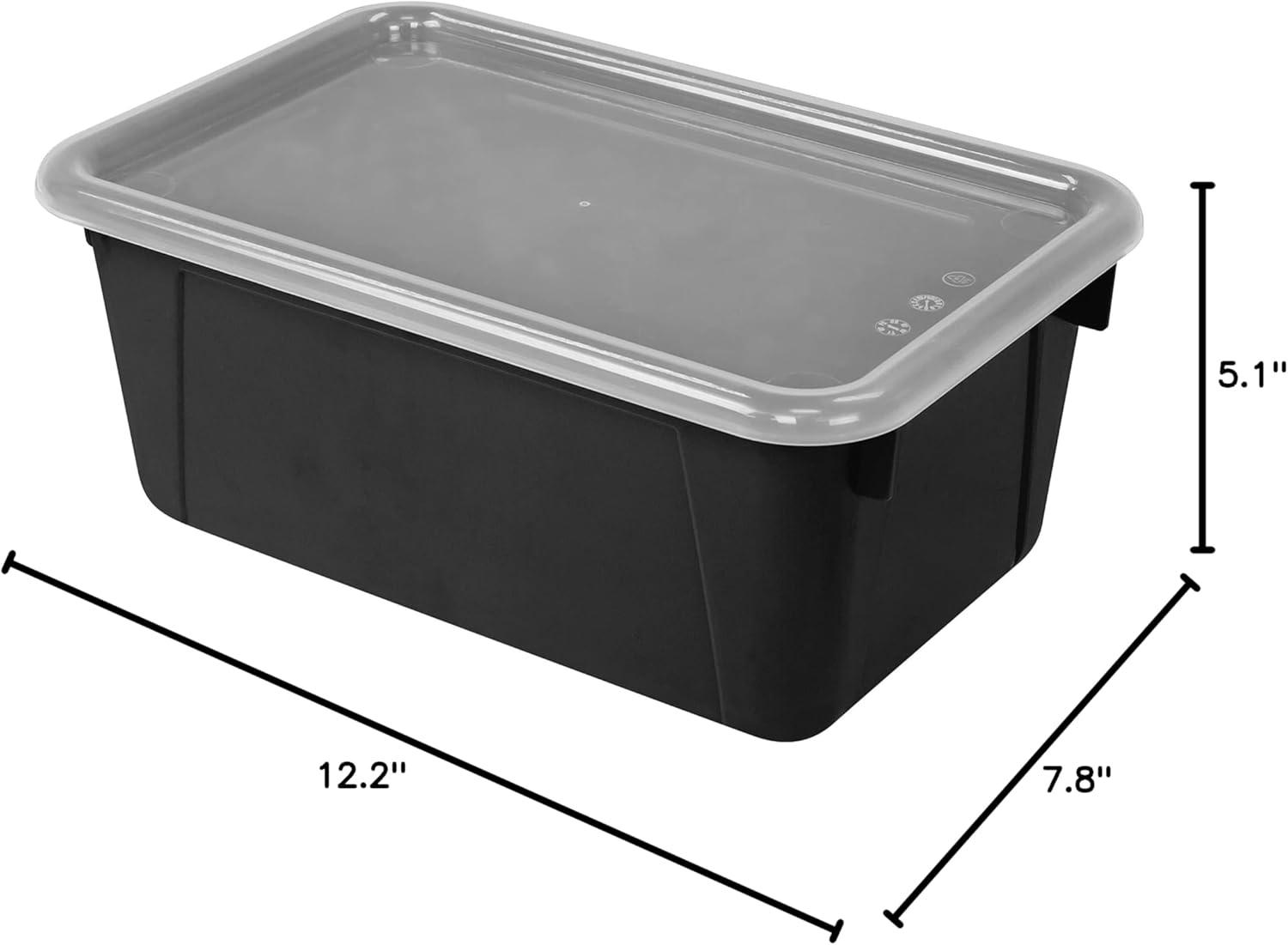 imageStorex Small Cubby Bins Plastic Storage Containers for Classroom with NonSnap Lid 122 x 78 x 51 inches Translucent 5Pack 62436U05CBlack