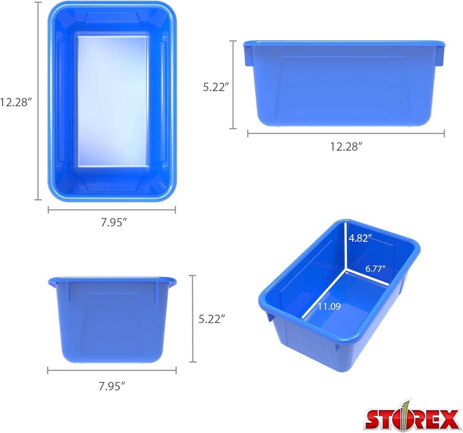 imageStorex Small Cubby Bins Plastic Storage Containers for Classroom with NonSnap Lid 122 x 78 x 51 inches Translucent 5Pack 62436U05CBlue