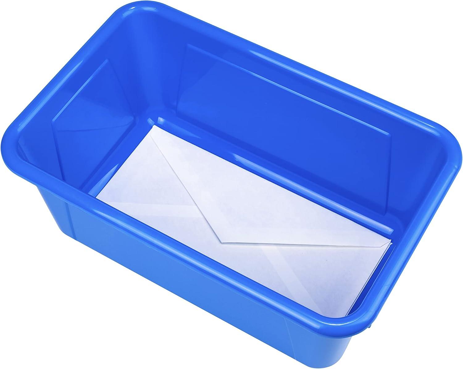 imageStorex Small Cubby Bins Plastic Storage Containers for Classroom with NonSnap Lid 122 x 78 x 51 inches Translucent 5Pack 62436U05CBlue