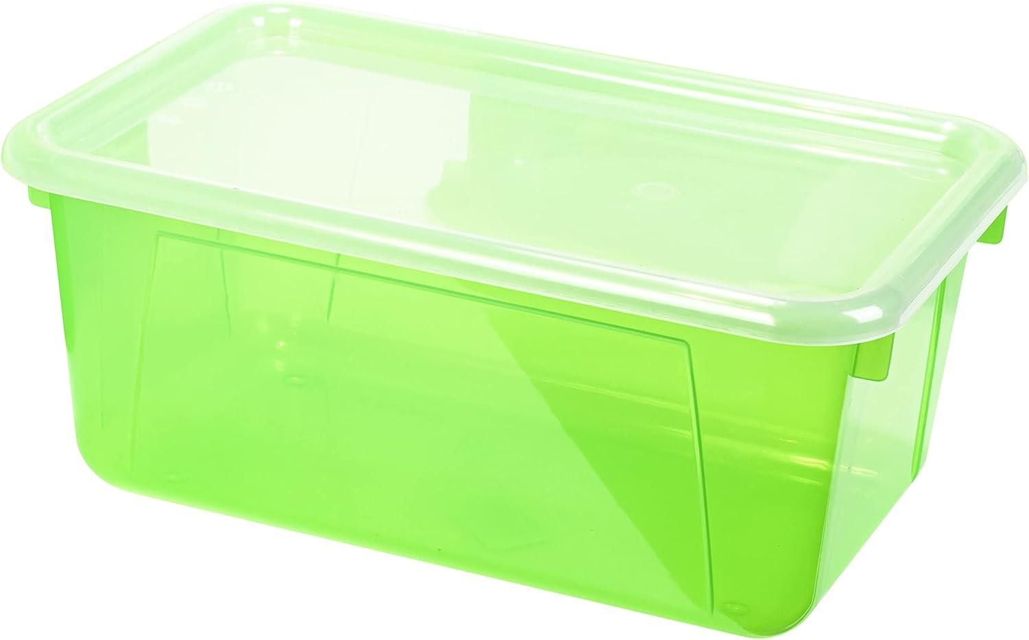 imageStorex Small Cubby Bins Plastic Storage Containers for Classroom with NonSnap Lid 122 x 78 x 51 inches Translucent 5Pack 62436U05CCandy Green