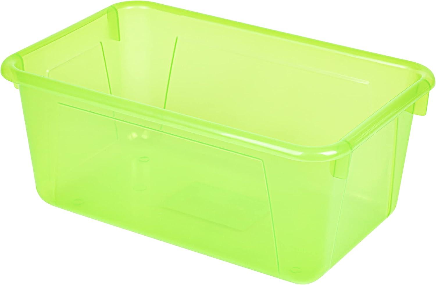 imageStorex Small Cubby Bins Plastic Storage Containers for Classroom with NonSnap Lid 122 x 78 x 51 inches Translucent 5Pack 62436U05CCandy Green