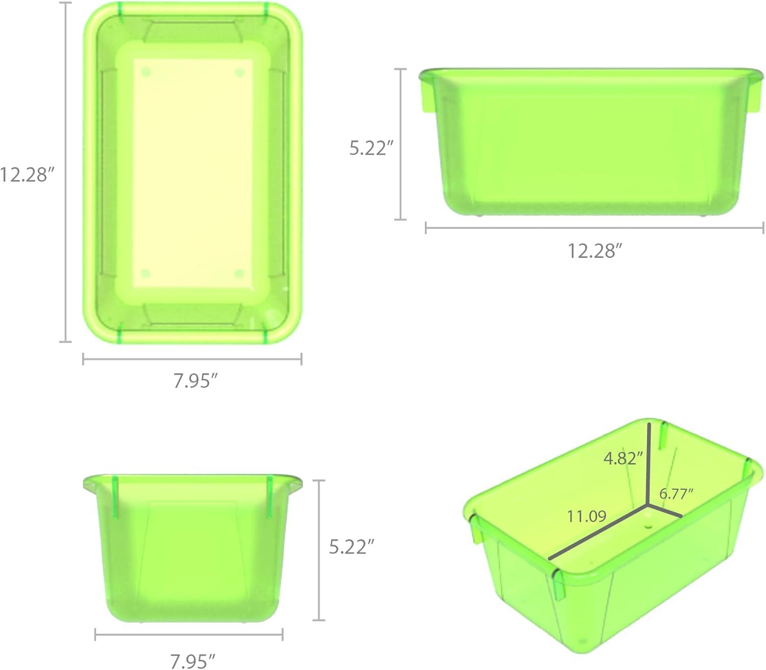 imageStorex Small Cubby Bins Plastic Storage Containers for Classroom with NonSnap Lid 122 x 78 x 51 inches Translucent 5Pack 62436U05CCandy Green