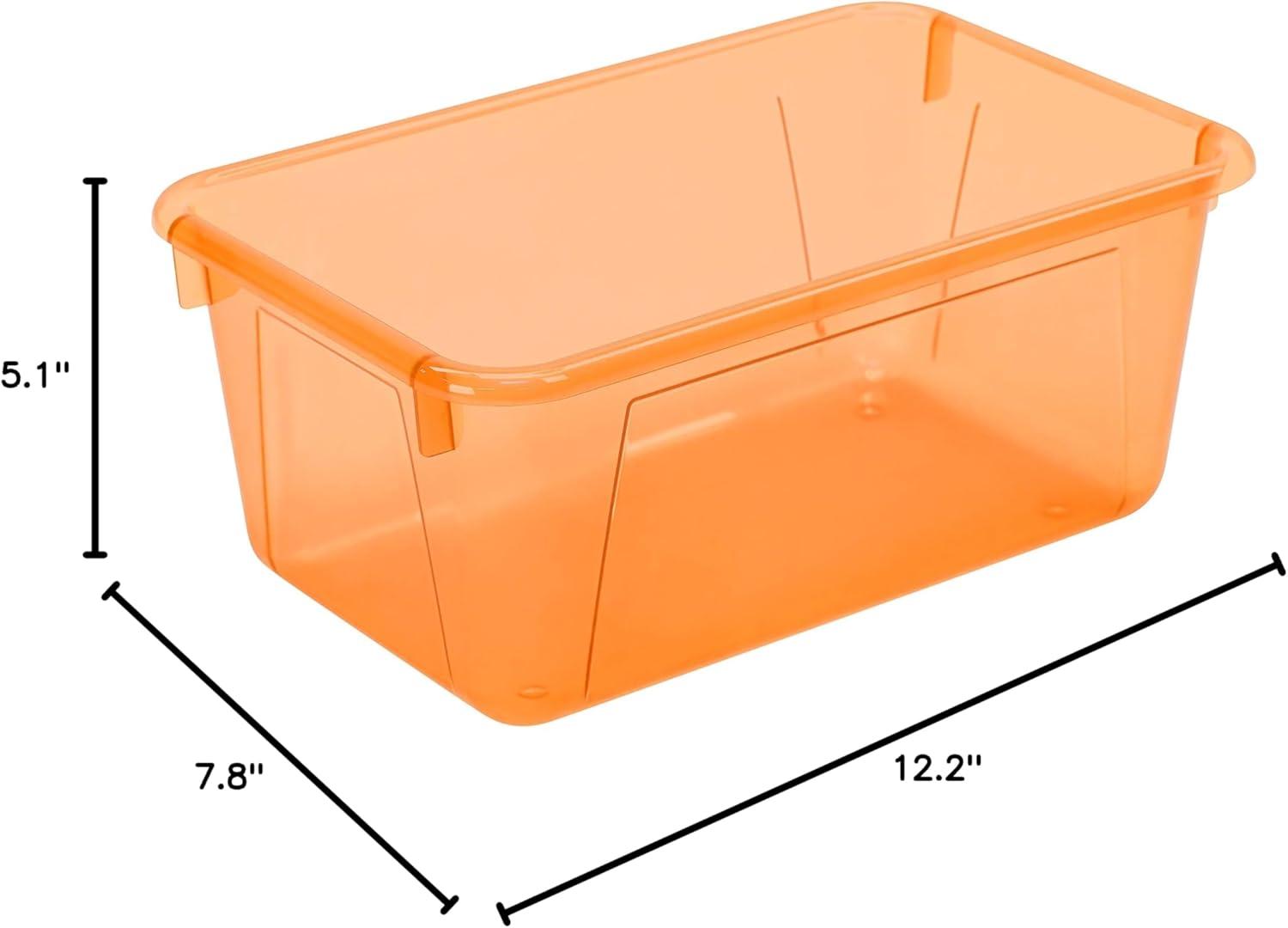 imageStorex Small Cubby Bins Plastic Storage Containers for Classroom with NonSnap Lid 122 x 78 x 51 inches Translucent 5Pack 62436U05CCandy Orange