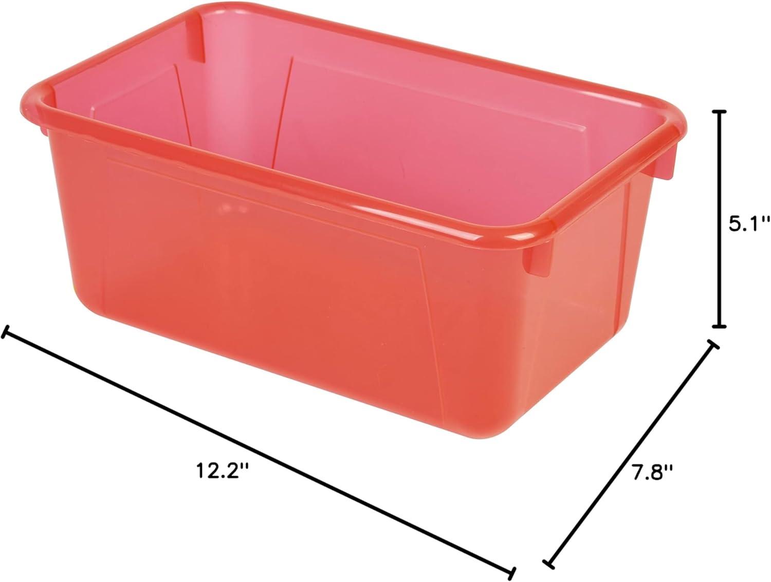 imageStorex Small Cubby Bins Plastic Storage Containers for Classroom with NonSnap Lid 122 x 78 x 51 inches Translucent 5Pack 62436U05CCandy Red