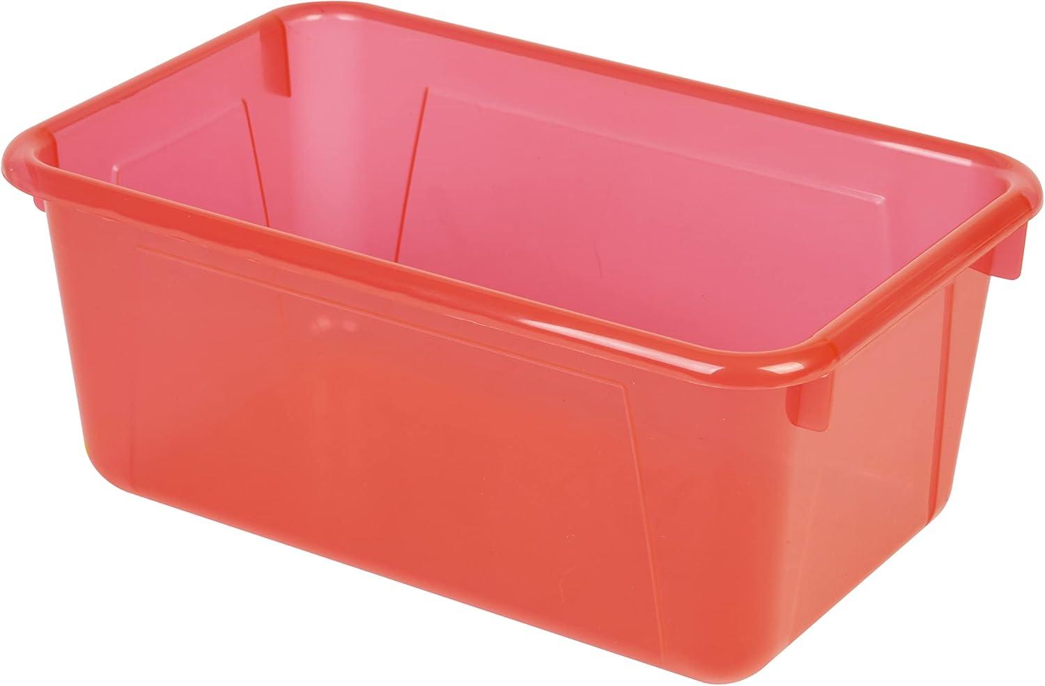 imageStorex Small Cubby Bins Plastic Storage Containers for Classroom with NonSnap Lid 122 x 78 x 51 inches Translucent 5Pack 62436U05CCandy Red