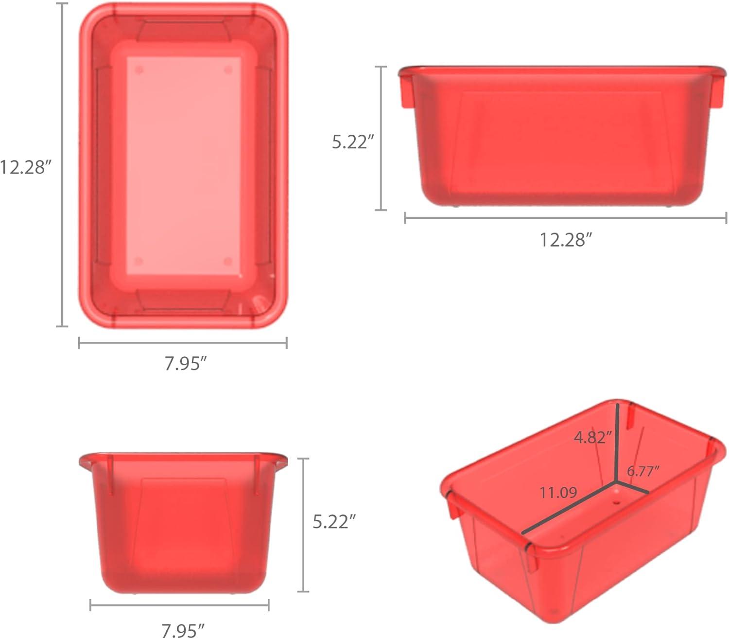imageStorex Small Cubby Bins Plastic Storage Containers for Classroom with NonSnap Lid 122 x 78 x 51 inches Translucent 5Pack 62436U05CCandy Red