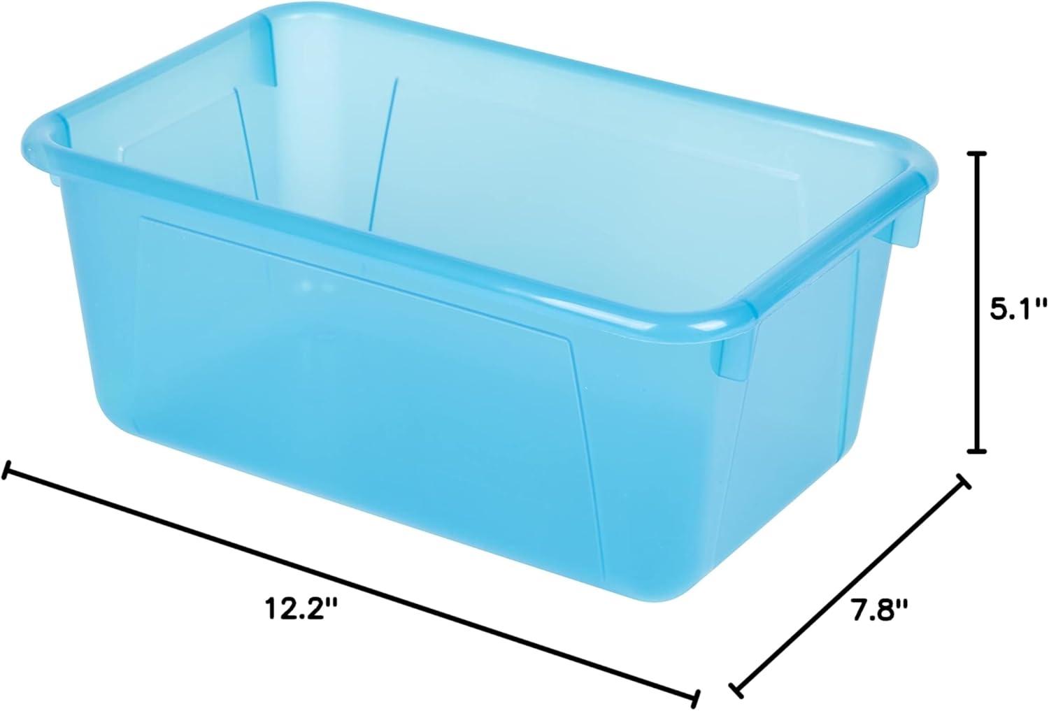 imageStorex Small Cubby Bins Plastic Storage Containers for Classroom with NonSnap Lid 122 x 78 x 51 inches Translucent 5Pack 62436U05CCandy Teal