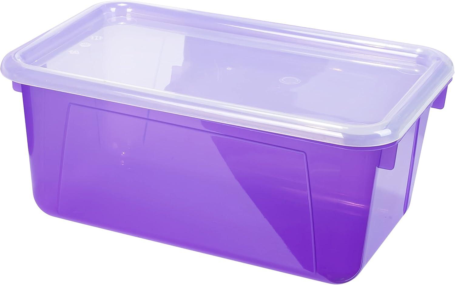 imageStorex Small Cubby Bins Plastic Storage Containers for Classroom with NonSnap Lid 122 x 78 x 51 inches Translucent 5Pack 62436U05CCandy Violet