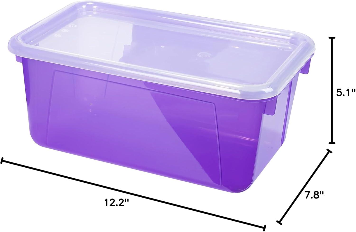imageStorex Small Cubby Bins Plastic Storage Containers for Classroom with NonSnap Lid 122 x 78 x 51 inches Translucent 5Pack 62436U05CCandy Violet