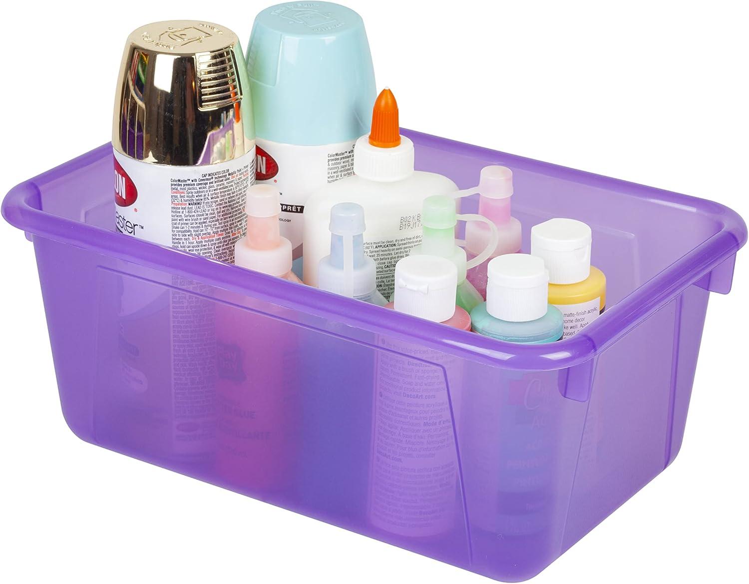 imageStorex Small Cubby Bins Plastic Storage Containers for Classroom with NonSnap Lid 122 x 78 x 51 inches Translucent 5Pack 62436U05CCandy Violet