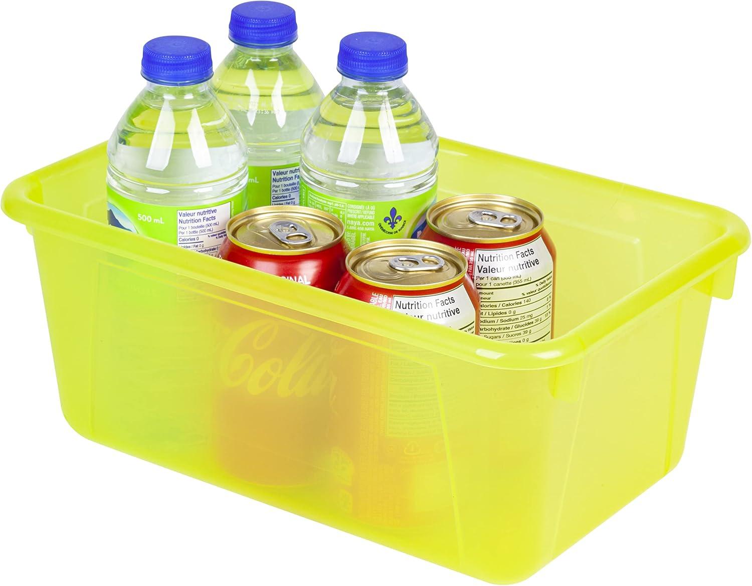 imageStorex Small Cubby Bins Plastic Storage Containers for Classroom with NonSnap Lid 122 x 78 x 51 inches Translucent 5Pack 62436U05CCandy Yellow