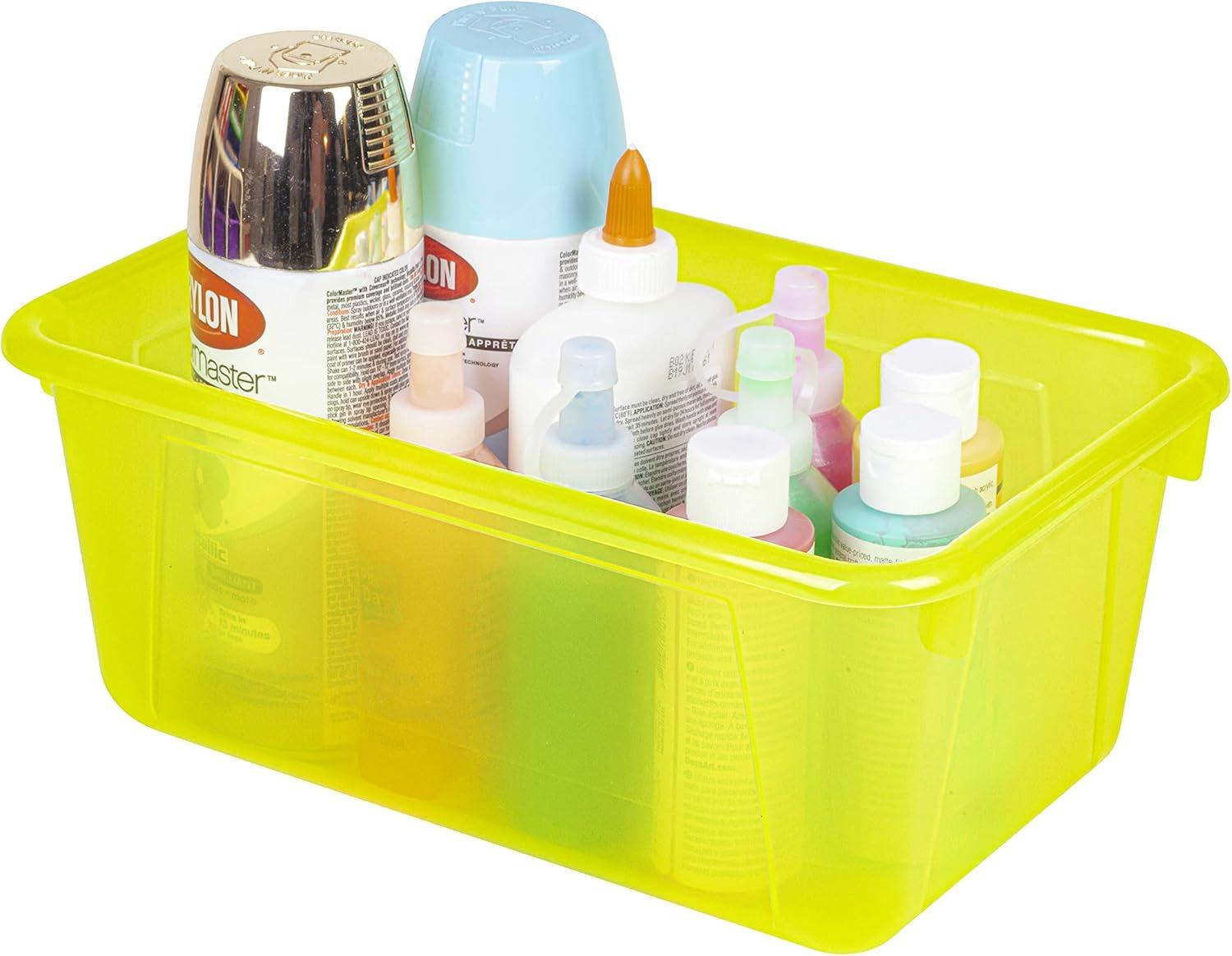 imageStorex Small Cubby Bins Plastic Storage Containers for Classroom with NonSnap Lid 122 x 78 x 51 inches Translucent 5Pack 62436U05CCandy Yellow