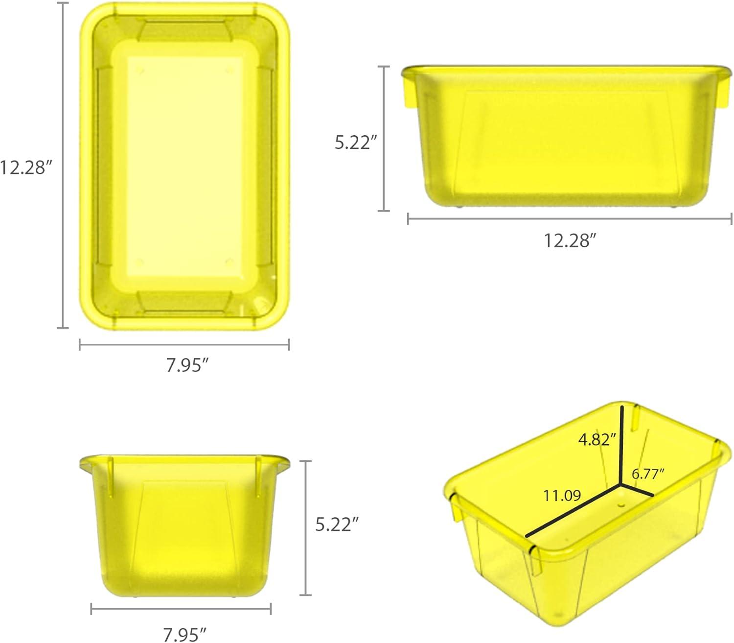 imageStorex Small Cubby Bins Plastic Storage Containers for Classroom with NonSnap Lid 122 x 78 x 51 inches Translucent 5Pack 62436U05CCandy Yellow