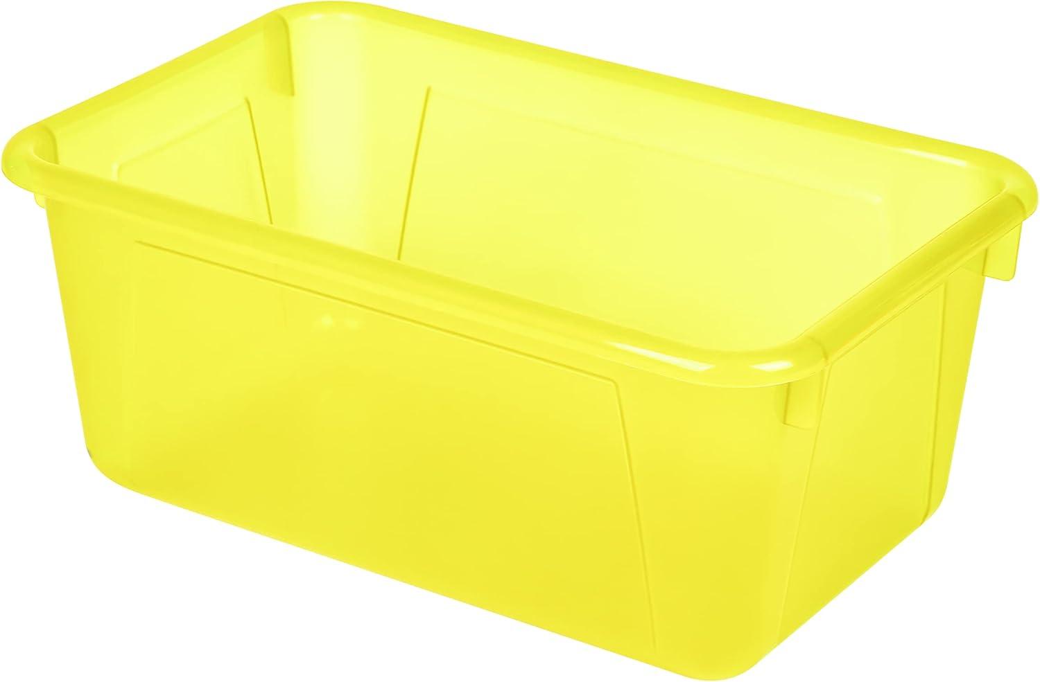 imageStorex Small Cubby Bins Plastic Storage Containers for Classroom with NonSnap Lid 122 x 78 x 51 inches Translucent 5Pack 62436U05CCandy Yellow