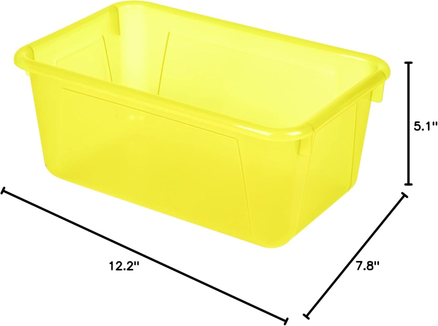imageStorex Small Cubby Bins Plastic Storage Containers for Classroom with NonSnap Lid 122 x 78 x 51 inches Translucent 5Pack 62436U05CCandy Yellow