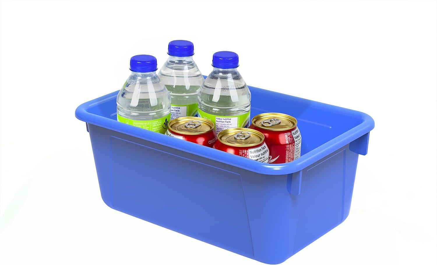 imageStorex Small Cubby Bins Plastic Storage Containers for Classroom with NonSnap Lid 122 x 78 x 51 inches Translucent 5Pack 62436U05CClass Blue