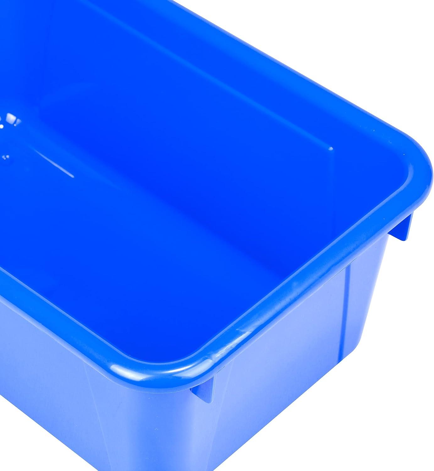 imageStorex Small Cubby Bins Plastic Storage Containers for Classroom with NonSnap Lid 122 x 78 x 51 inches Translucent 5Pack 62436U05CClass Blue