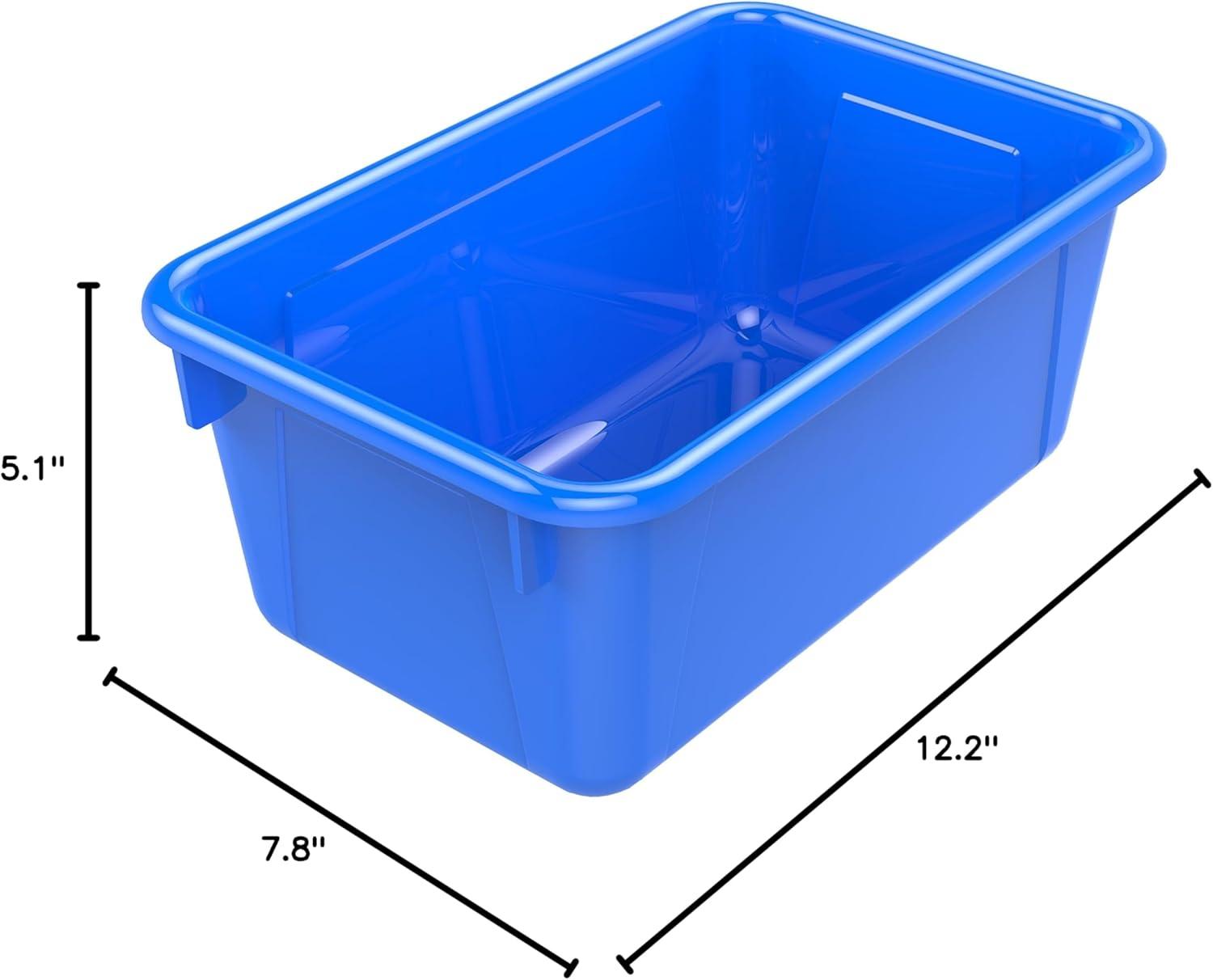 imageStorex Small Cubby Bins Plastic Storage Containers for Classroom with NonSnap Lid 122 x 78 x 51 inches Translucent 5Pack 62436U05CClass Blue