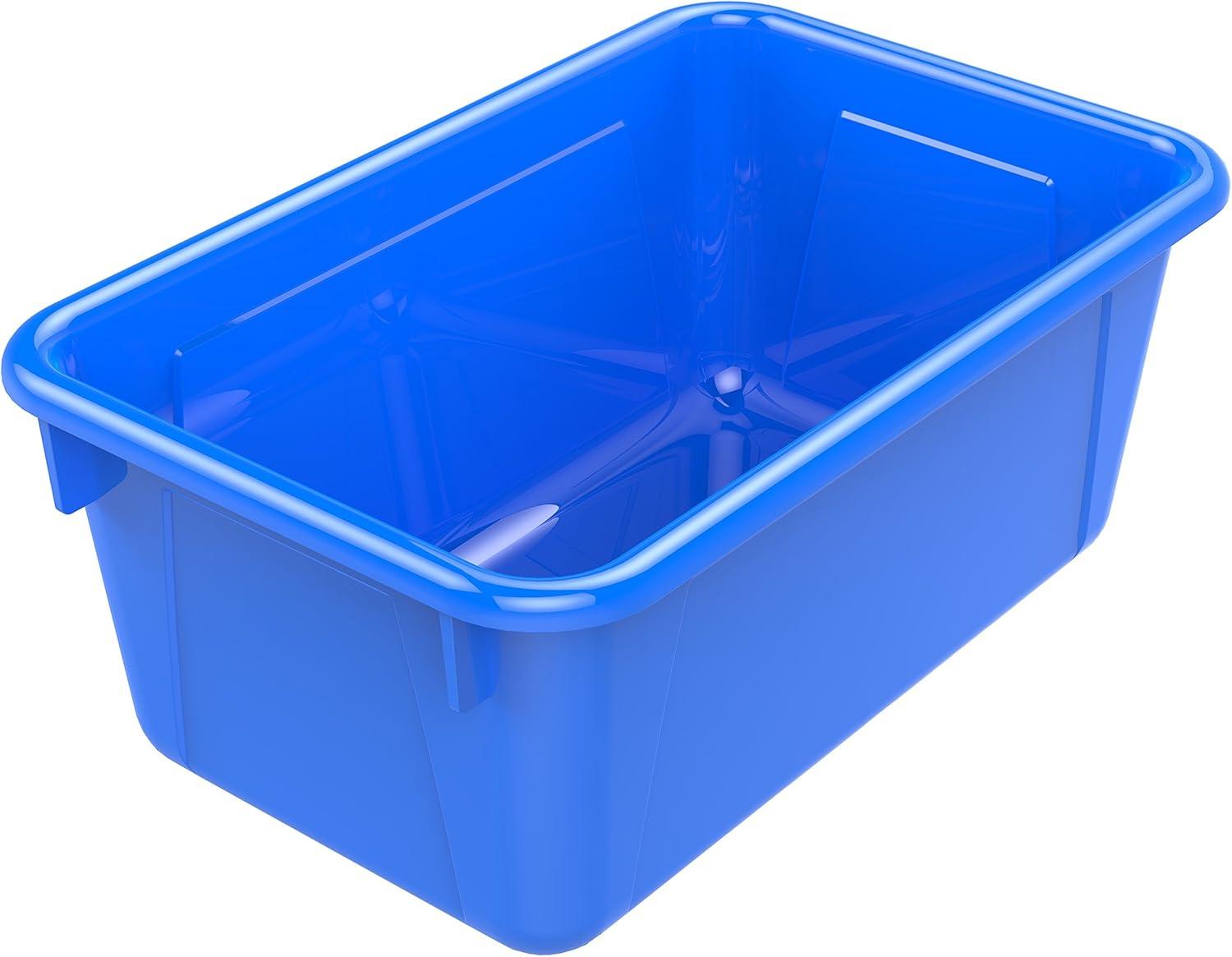imageStorex Small Cubby Bins Plastic Storage Containers for Classroom with NonSnap Lid 122 x 78 x 51 inches Translucent 5Pack 62436U05CClass Blue