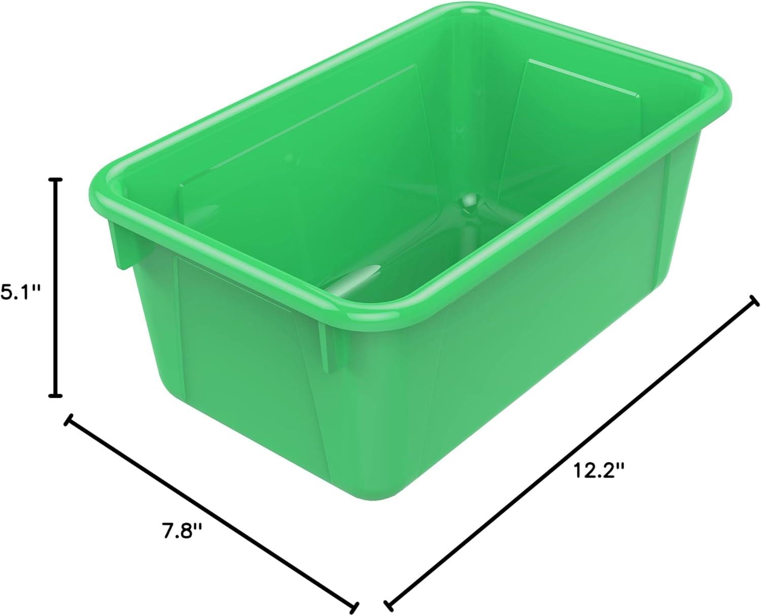 imageStorex Small Cubby Bins Plastic Storage Containers for Classroom with NonSnap Lid 122 x 78 x 51 inches Translucent 5Pack 62436U05CClass Green