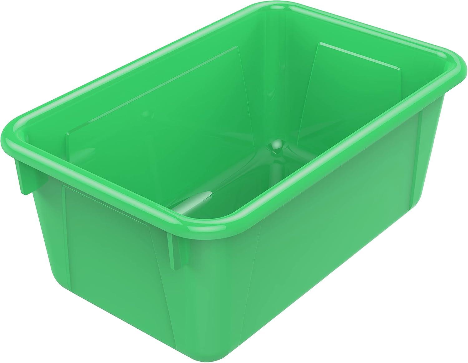 imageStorex Small Cubby Bins Plastic Storage Containers for Classroom with NonSnap Lid 122 x 78 x 51 inches Translucent 5Pack 62436U05CClass Green