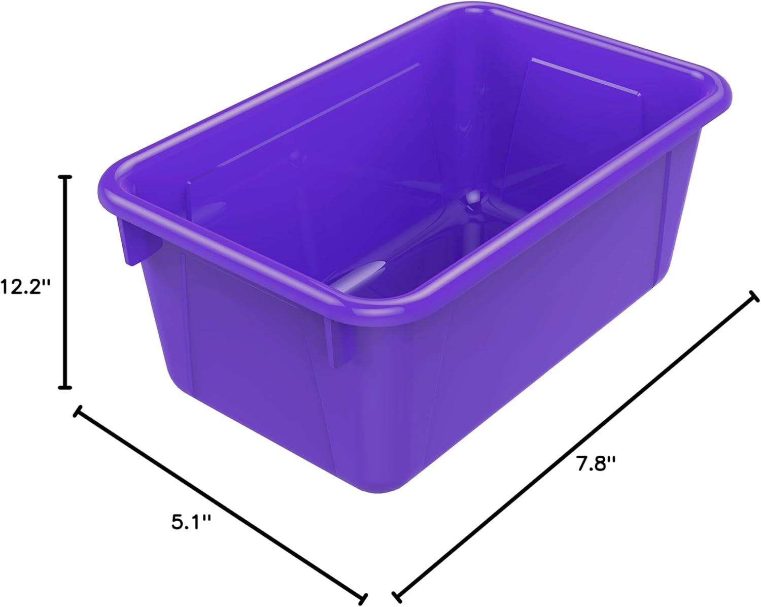 imageStorex Small Cubby Bins Plastic Storage Containers for Classroom with NonSnap Lid 122 x 78 x 51 inches Translucent 5Pack 62436U05CClass Purple