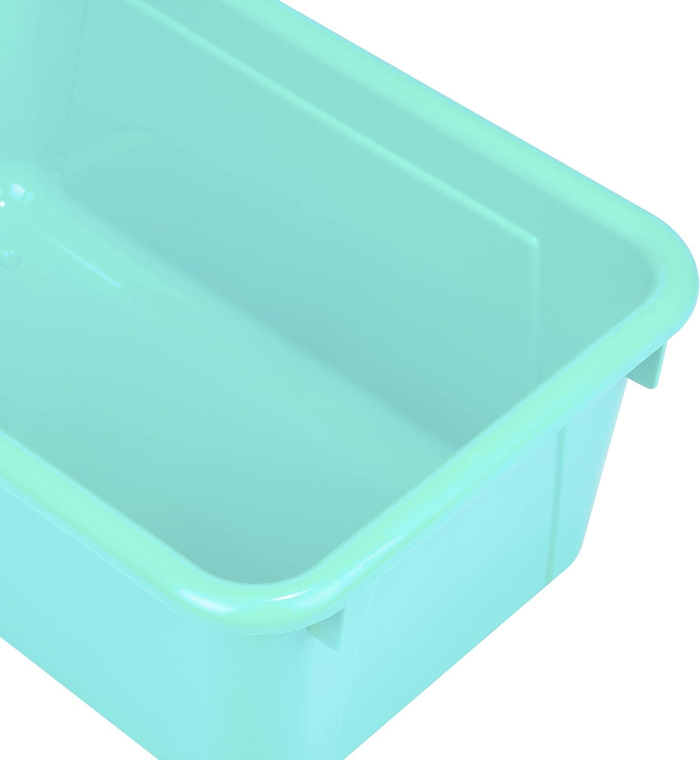 imageStorex Small Cubby Bins Plastic Storage Containers for Classroom with NonSnap Lid 122 x 78 x 51 inches Translucent 5Pack 62436U05CClass Teal