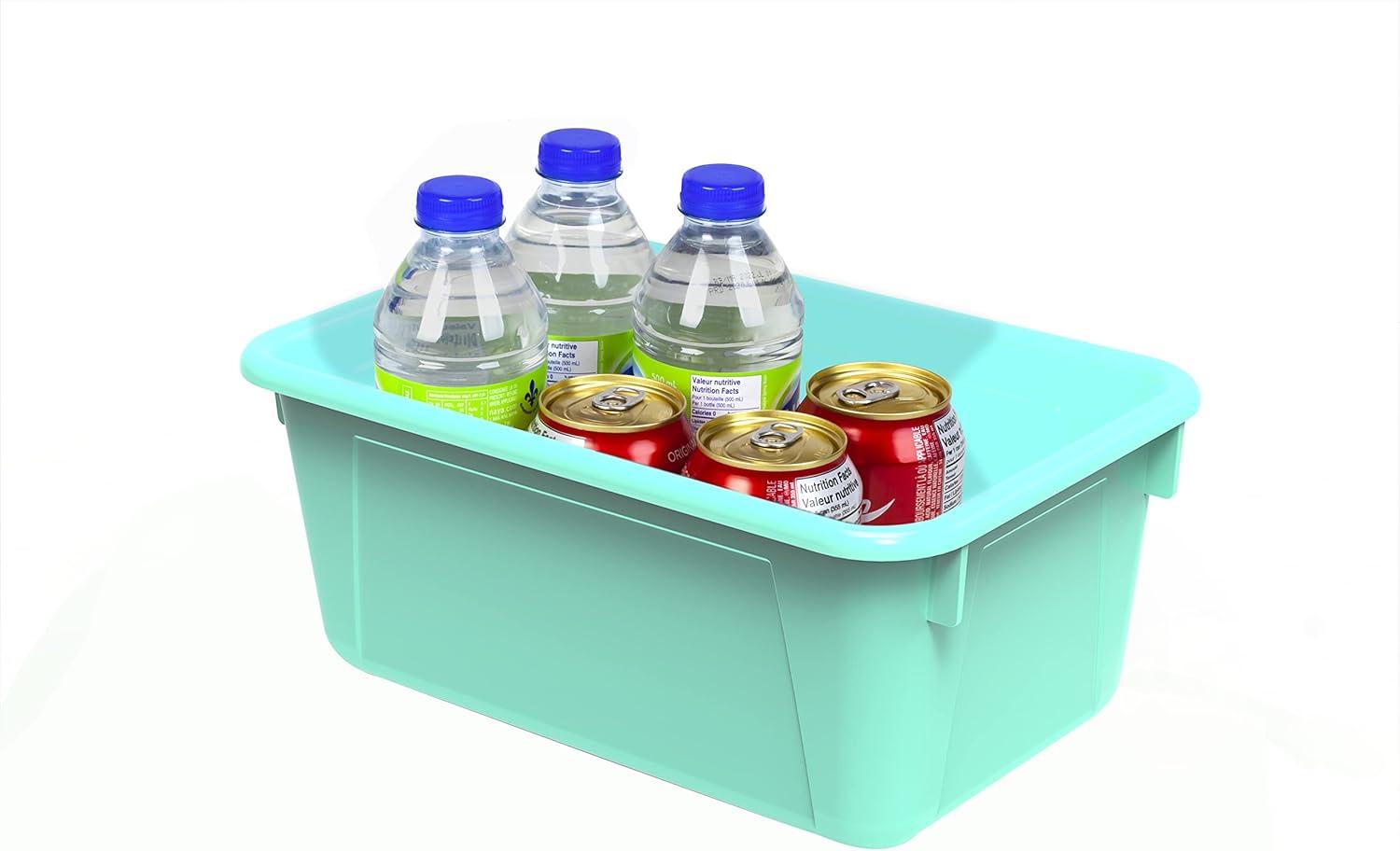 imageStorex Small Cubby Bins Plastic Storage Containers for Classroom with NonSnap Lid 122 x 78 x 51 inches Translucent 5Pack 62436U05CClass Teal