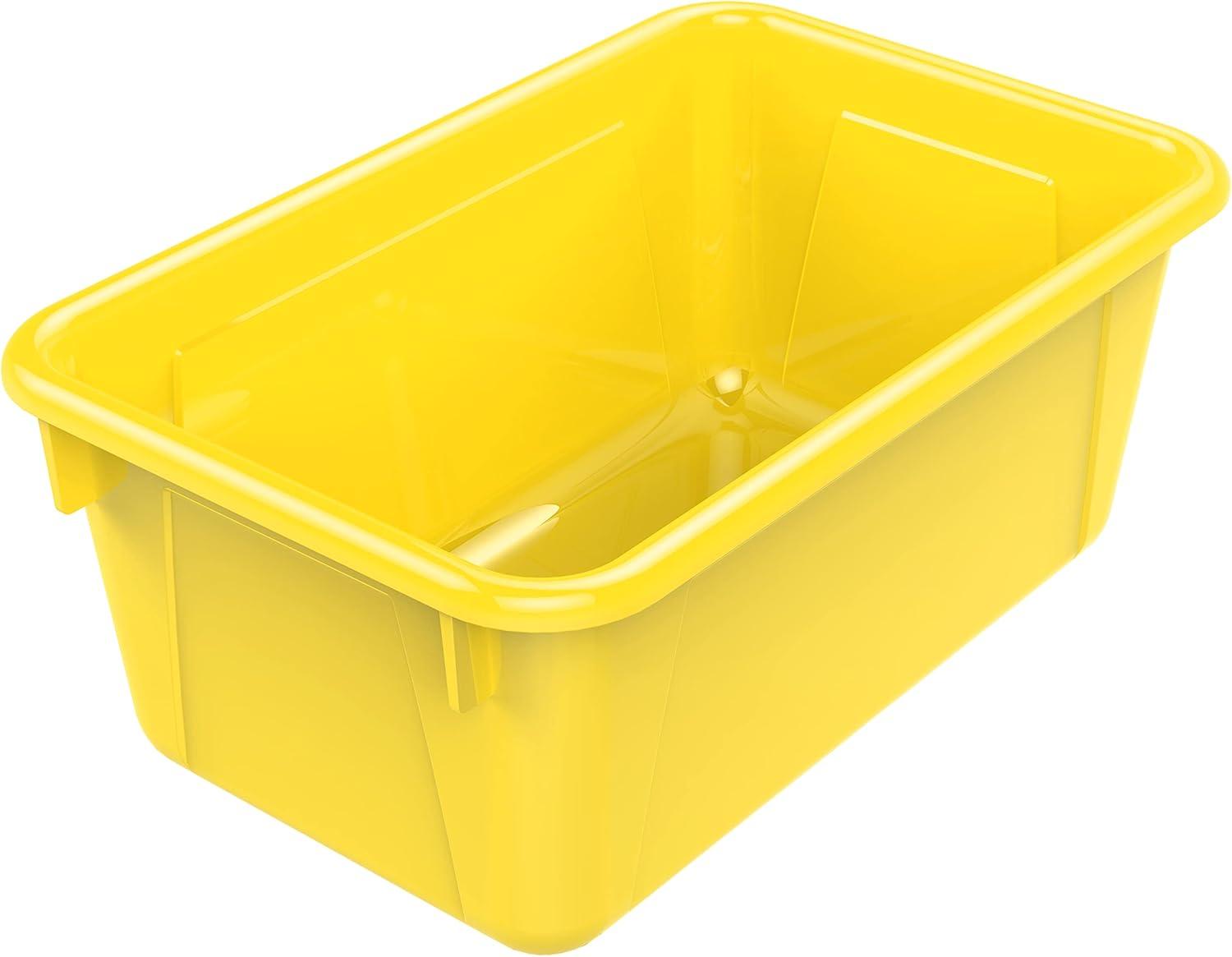 imageStorex Small Cubby Bins Plastic Storage Containers for Classroom with NonSnap Lid 122 x 78 x 51 inches Translucent 5Pack 62436U05CClass Yellow