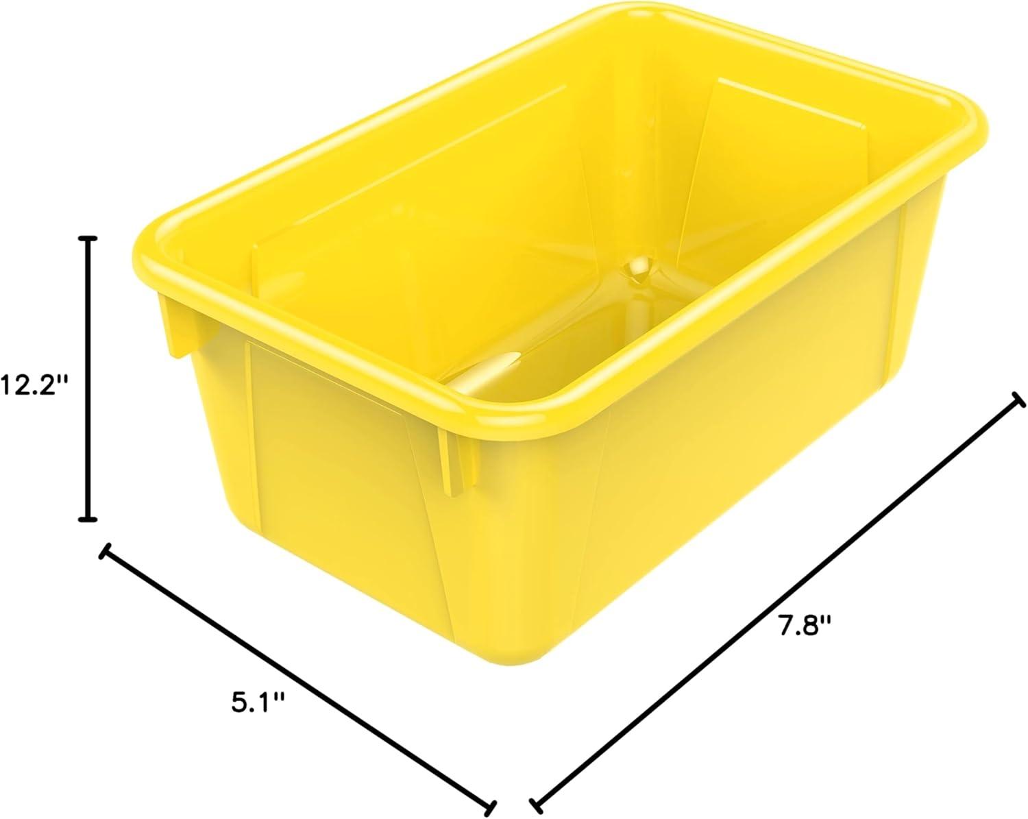 imageStorex Small Cubby Bins Plastic Storage Containers for Classroom with NonSnap Lid 122 x 78 x 51 inches Translucent 5Pack 62436U05CClass Yellow