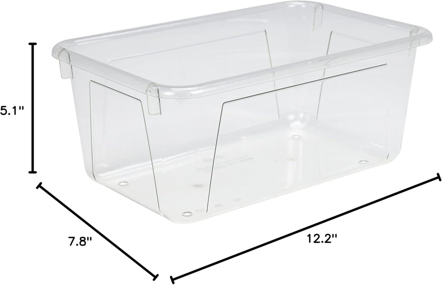 imageStorex Small Cubby Bins Plastic Storage Containers for Classroom with NonSnap Lid 122 x 78 x 51 inches Translucent 5Pack 62436U05CClear