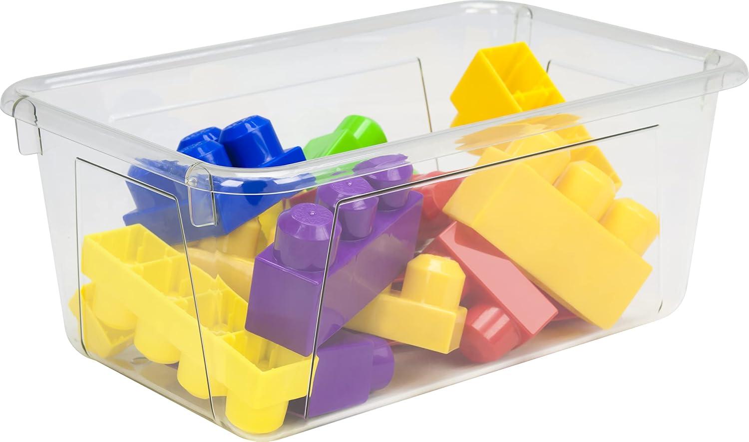 imageStorex Small Cubby Bins Plastic Storage Containers for Classroom with NonSnap Lid 122 x 78 x 51 inches Translucent 5Pack 62436U05CClear